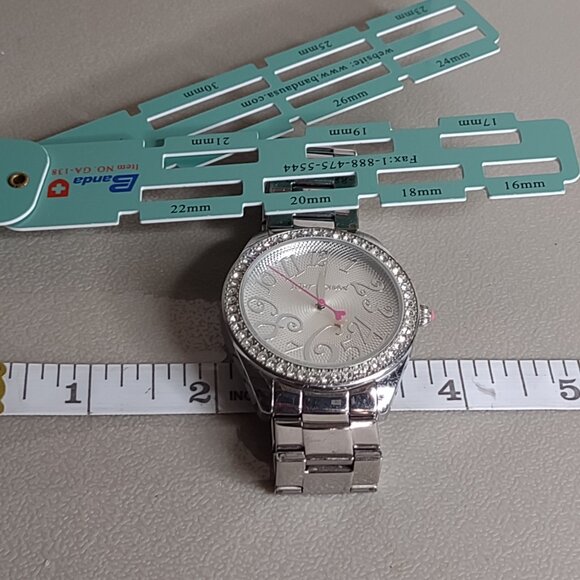 Untested Very Pretty Betsey Johnson Silver Tone And Pink Watch - Picture 7 of 10